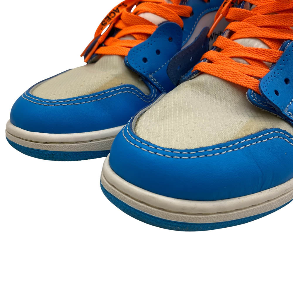 NIKE ナイキ AQ0818-148 フェイクバスターズ鑑定済 Off-White Air Jordan 1 High UNC White Dark Powder Blue オフホワイト エアジョーダン1 ハイ UNC ホワイト ダーク パウダー ブルー ハイカット スニーカー ホワイト系 ブルー系 27.5cm【中古】