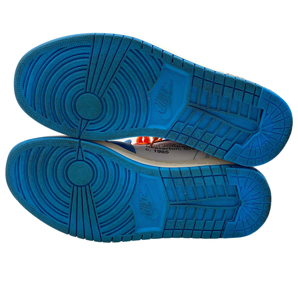 NIKE ナイキ AQ0818-148 フェイクバスターズ鑑定済 Off-White Air Jordan 1 High UNC White Dark Powder Blue オフホワイト エアジョーダン1 ハイ UNC ホワイト ダーク パウダー ブルー ハイカット スニーカー ホワイト系 ブルー系 27.5cm【中古】