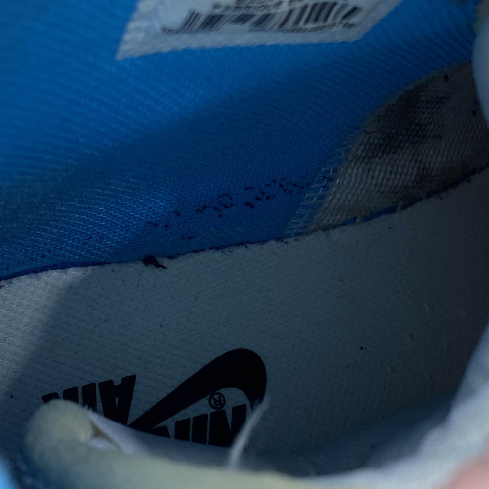 NIKE ナイキ AQ0818-148 フェイクバスターズ鑑定済 Off-White Air Jordan 1 High UNC White Dark Powder Blue オフホワイト エアジョーダン1 ハイ UNC ホワイト ダーク パウダー ブルー ハイカット スニーカー ホワイト系 ブルー系 27.5cm【中古】