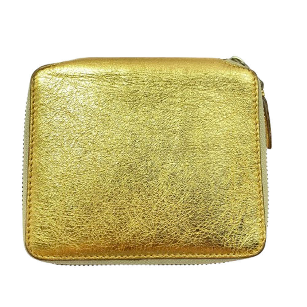 COMME des GARCONS コムデギャルソン SA2100G WALLET メタリック ジップ ウォレット 財布 ゴールド系【中古】