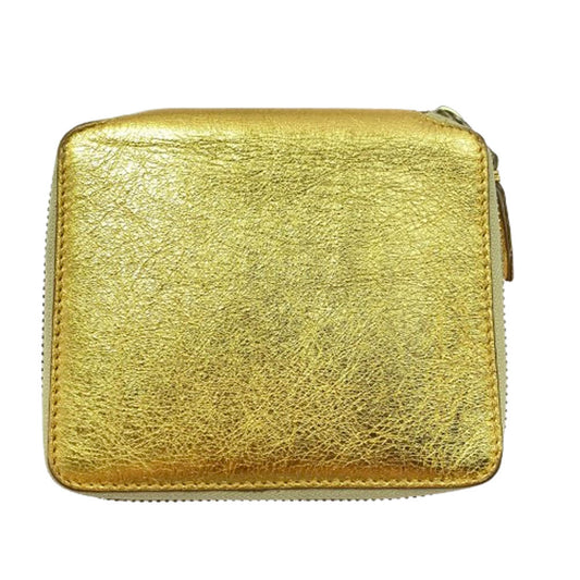 COMME des GARCONS コムデギャルソン SA2100G WALLET メタリック ジップ ウォレット 財布 ゴールド系【中古】