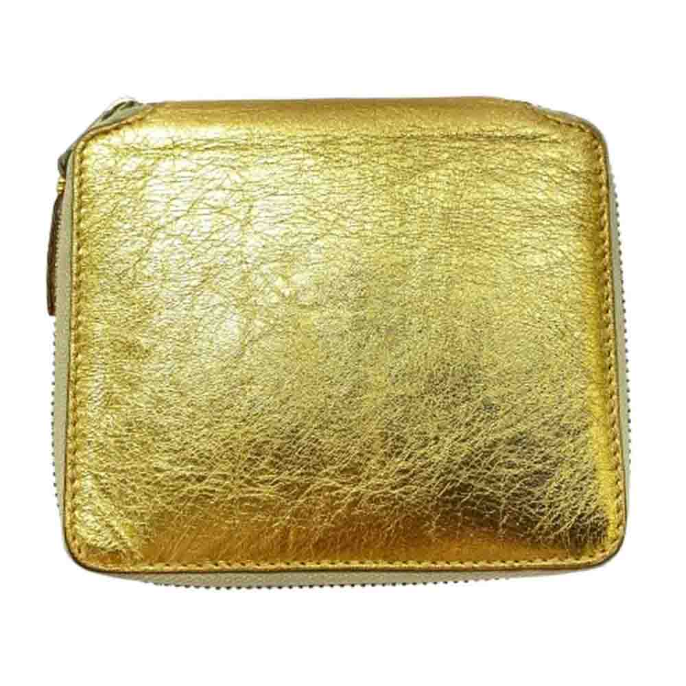 COMME des GARCONS コムデギャルソン SA2100G WALLET メタリック ジップ ウォレット 財布 ゴールド系【中古】