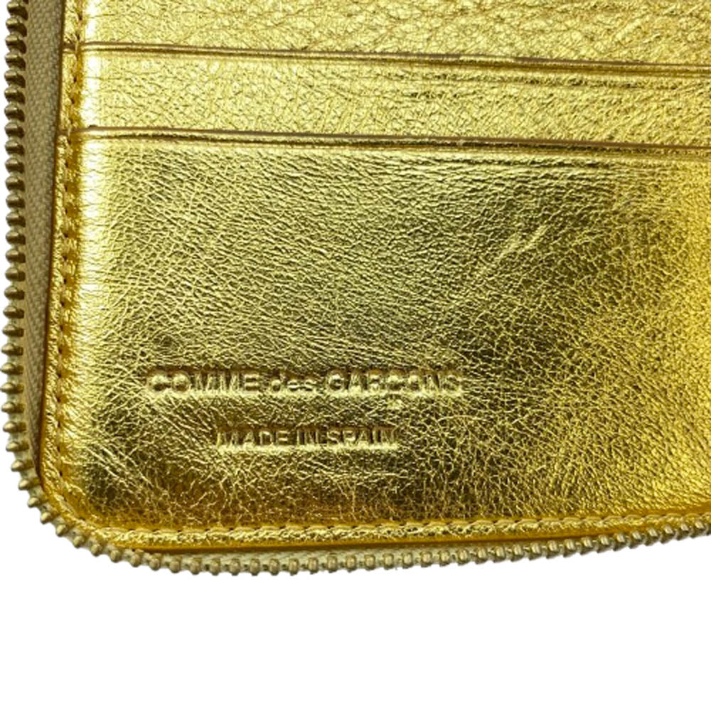 COMME des GARCONS コムデギャルソン SA2100G WALLET メタリック ジップ ウォレット 財布 ゴールド系【中古】