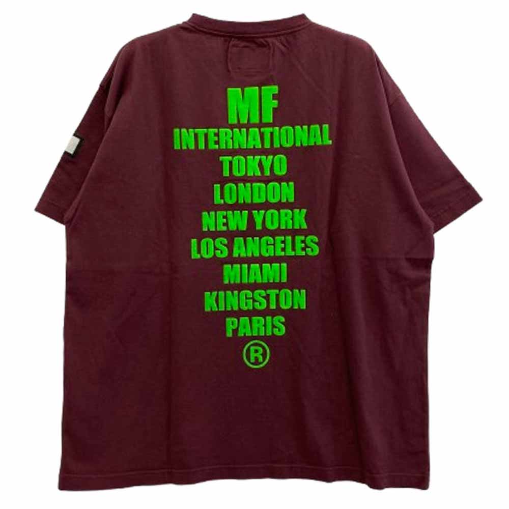 ルーカーバイネイバーフッド 181MBMFL-CSM01 バックロゴプリント クルーネック 半袖 Tシャツ エンジ系 L【中古】