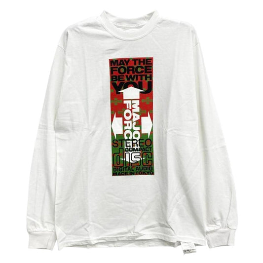 ルーカーバイネイバーフッド フロントロゴプリント クルーネック 長袖 Tシャツ ホワイト系 M【美品】【中古】