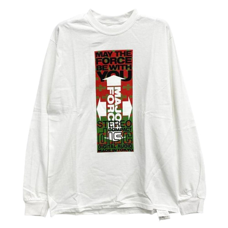 ルーカーバイネイバーフッド フロントロゴプリント クルーネック 長袖 Tシャツ ホワイト系 M【美品】【中古】