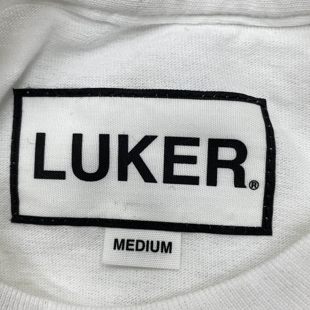 ルーカーバイネイバーフッド フロントロゴプリント クルーネック 長袖 Tシャツ ホワイト系 M【美品】【中古】