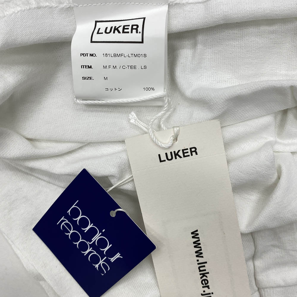 ルーカーバイネイバーフッド フロントロゴプリント クルーネック 長袖 Tシャツ ホワイト系 M【美品】【中古】