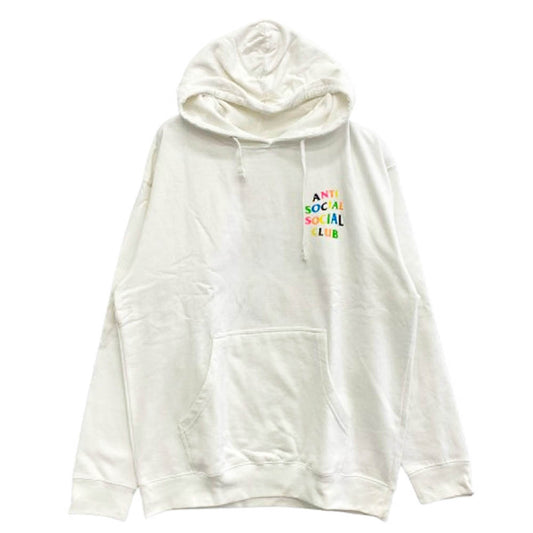 アンチソーシャルソーシャルクラブ ロゴプリント スウェット プルオーバー パーカー ホワイト系 L【美品】【中古】