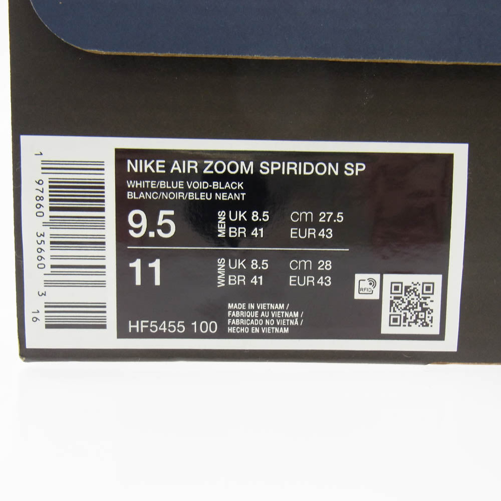 NIKE ナイキ HF5455-100 Fragment Air Zoom Spiridon SP Blue Void フラグメント エアズーム スピリドンSP ブルーヴォイド ローカット スニーカー ホワイト系 27.5cm【極上美品】【中古】