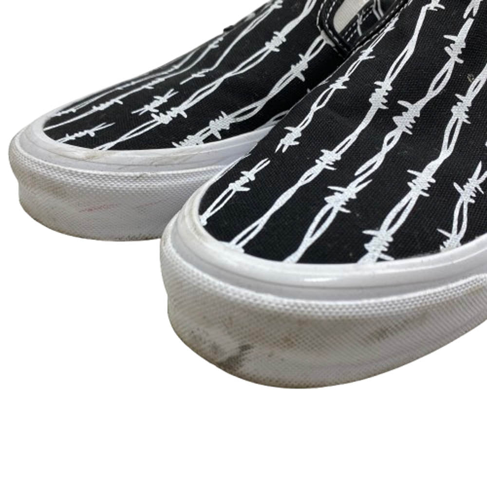 VANS バンズ Og Classic Slip-On Lx Barbed Wire 有刺鉄線 バーブワイヤー スリッポン スニーカー ブラック系 26.5cm【中古】