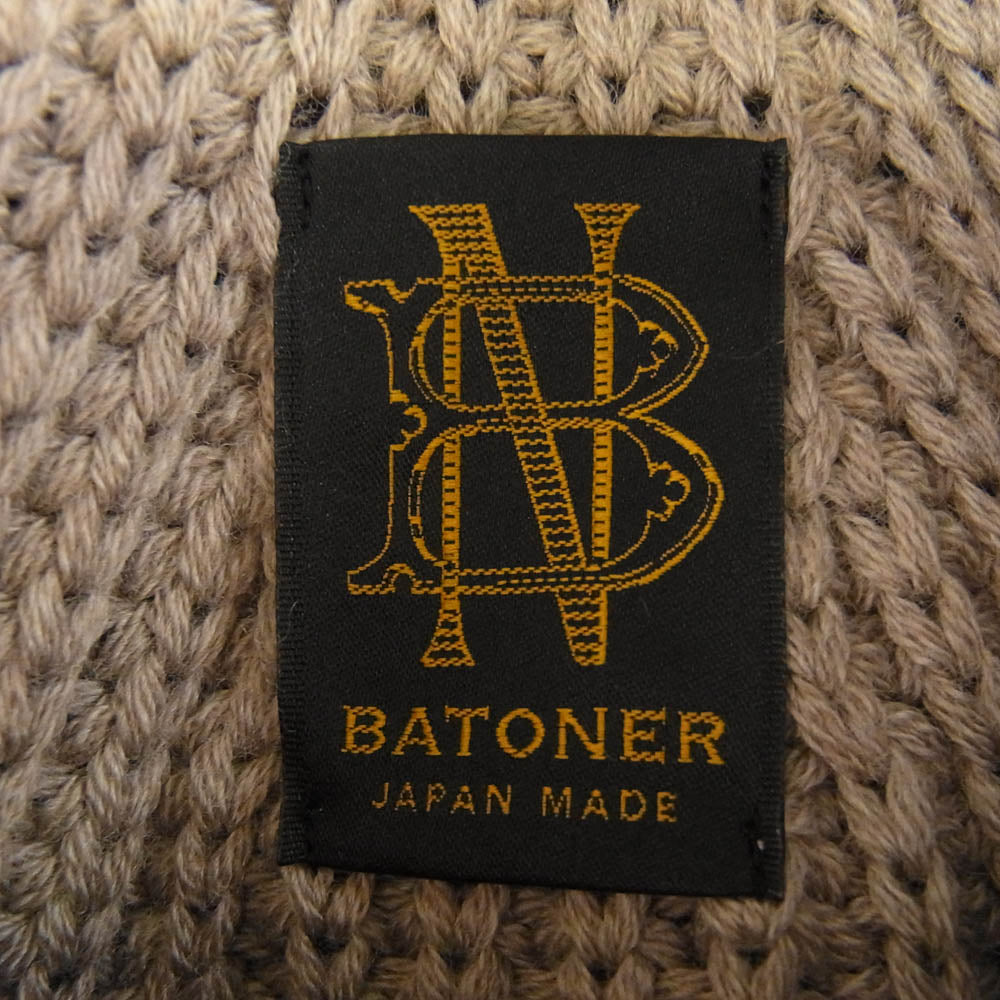 バトナー BN-22FM-030 SIGNATURE CREW NECK Beige シグネチャー 5ゲージ ウール クルーネック ニット ブラウン系 3【中古】