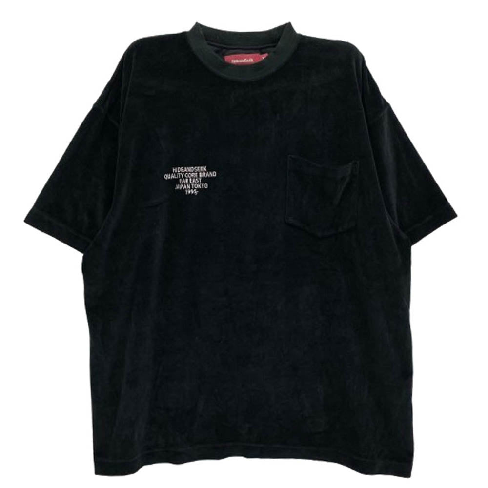 HideandSeek ハイドアンドシーク HC-060322 Velouer S/S Tee ベロア ショート スリーブ 半袖 Tシャツ ブラック系 XL【中古】