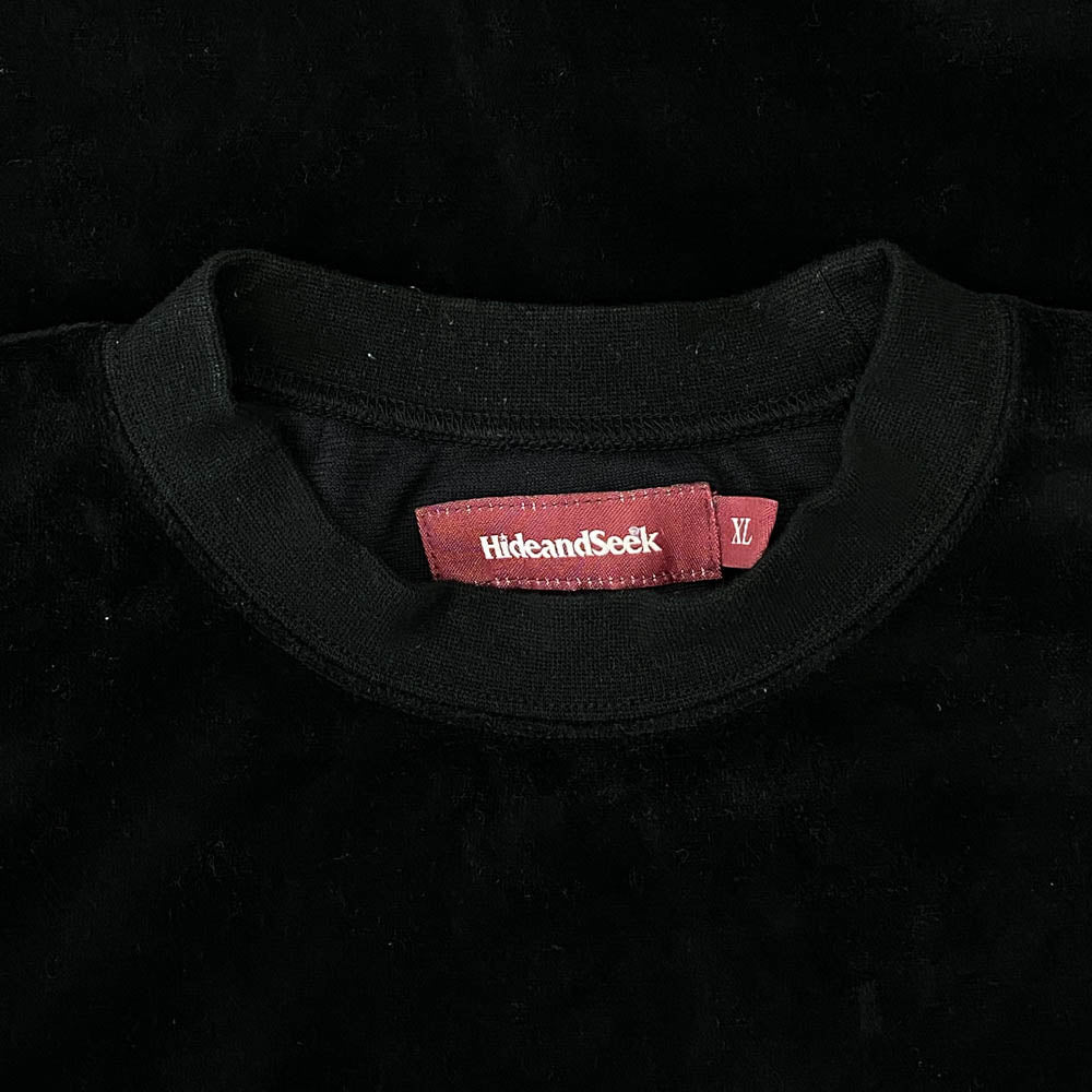 HideandSeek ハイドアンドシーク HC-060322 Velouer S/S Tee ベロア ショート スリーブ 半袖 Tシャツ ブラック系 XL【中古】