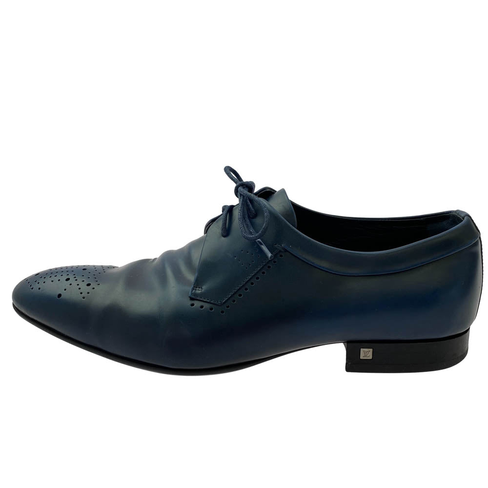 LOUIS VUITTON ルイ・ヴィトン FD0193 パンチング レザー ビジネス シューズ レース アップ 革靴 みどりみかがったブルー系 UK7【中古】