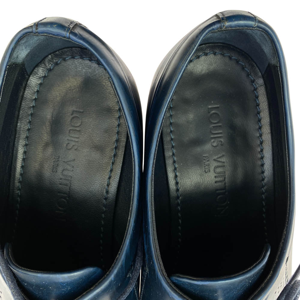 LOUIS VUITTON ルイ・ヴィトン FD0193 パンチング レザー ビジネス シューズ レース アップ 革靴 みどりみかがったブルー系 UK7【中古】