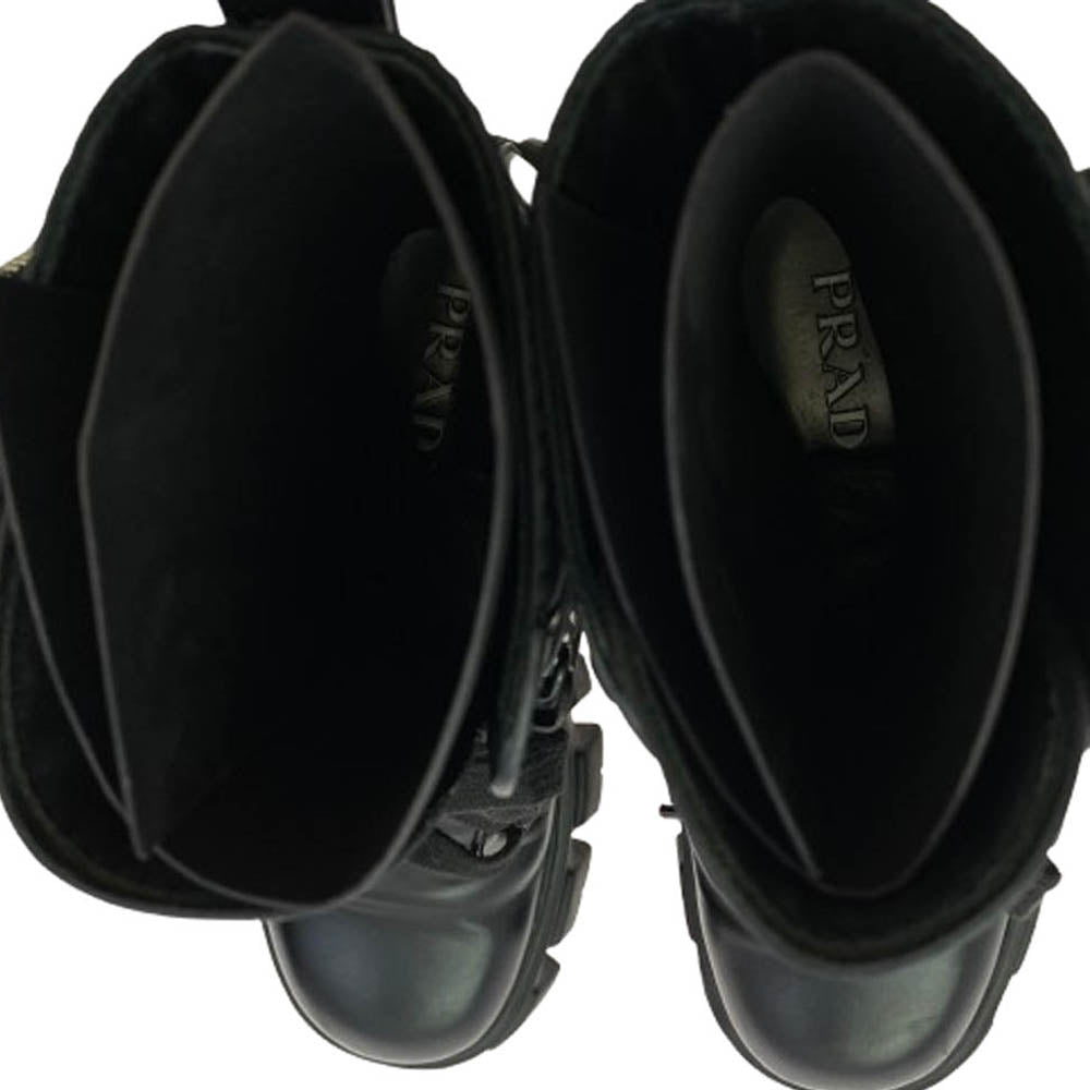 PRADA プラダ 2UE007 モノリス レース アップ ブーツ ナイロン レザー ブラック系 UK7.5【中古】