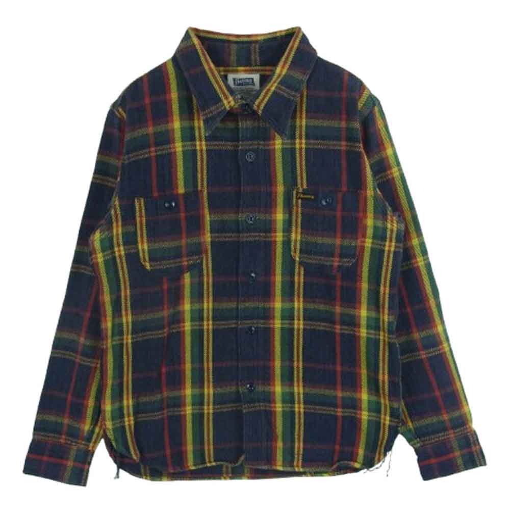 Pherrow's フェローズ ヘビーネル チェック ワーク シャツ 長袖 コットン 日本製 ネイビー系 マルチカラー系 XS 34【中古】