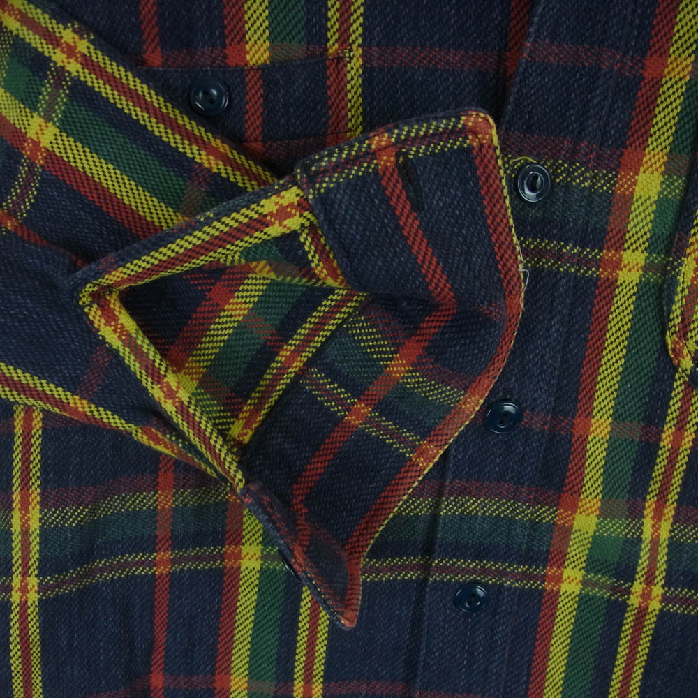 Pherrow's フェローズ ヘビーネル チェック ワーク シャツ 長袖 コットン 日本製 ネイビー系 マルチカラー系 XS 34【中古】