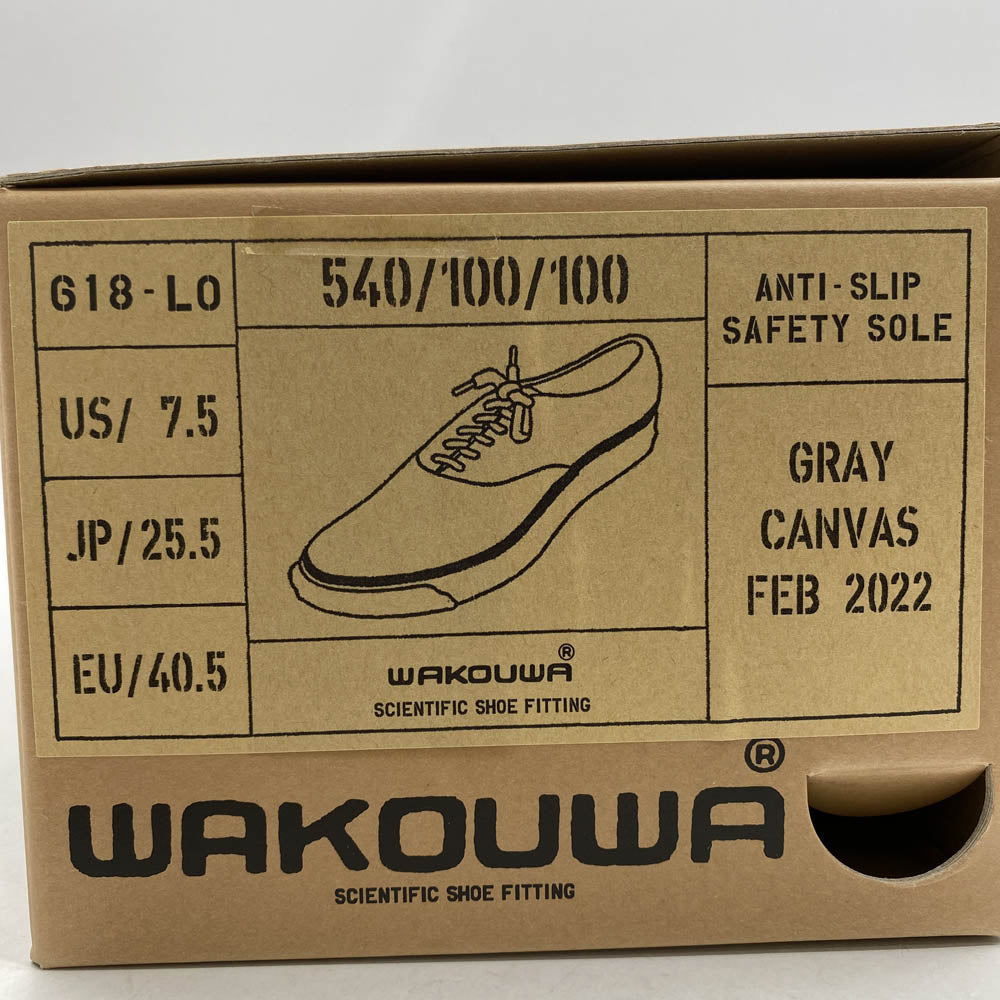 ワクワ 618-L WAKOUWA ワクワ LOW CUT GRAY×WHITE SOLE DECK SHOWS キャンバス ローカット スニーカー グレー系 25.5cm【新古品】【未使用】【中古】