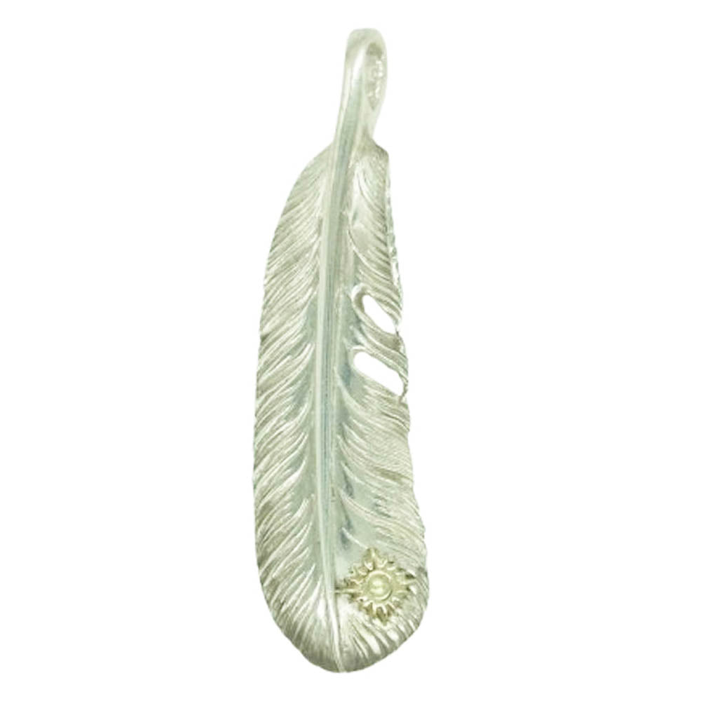 ARIZONA FREEDOM アリゾナフリーダム K18 金メタル 太陽神 フェザー ペンダントトップ 50mm シルバー系【中古】