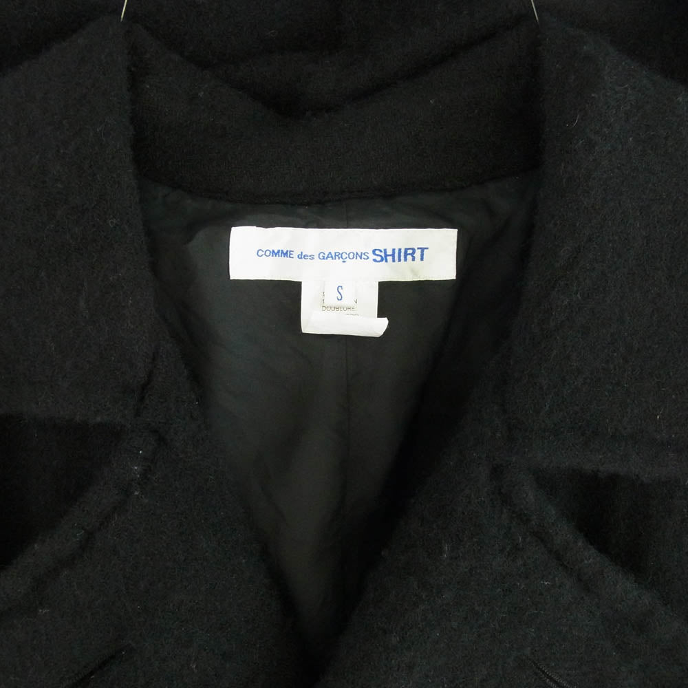 COMME des GARCONS コムデギャルソン 23AW FL-C001 SHIRT シャツ ウール縮絨 Pコート ピーコート ハーフコート ブラック系 S【中古】
