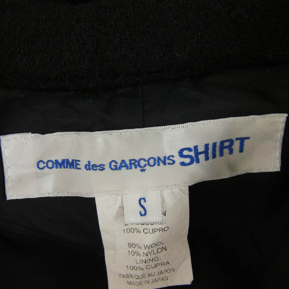 COMME des GARCONS コムデギャルソン 23AW FL-C001 SHIRT シャツ ウール縮絨 Pコート ピーコート ハーフコート ブラック系 S【中古】