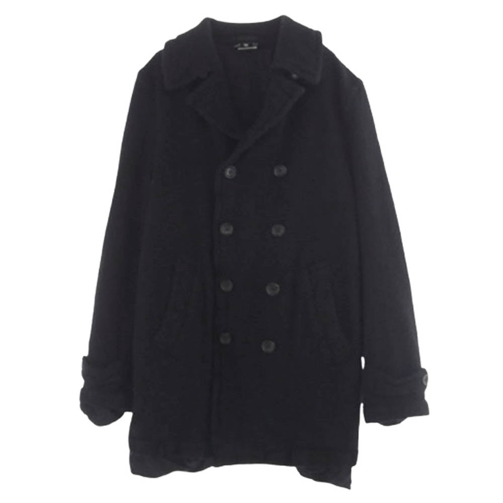 BLACK COMME des GARCONS ブラックコムデギャルソン 22AW AD2022 1J-C001 ウール縮絨 Pコート ピーコート ハーフコート ブラック系 M【中古】