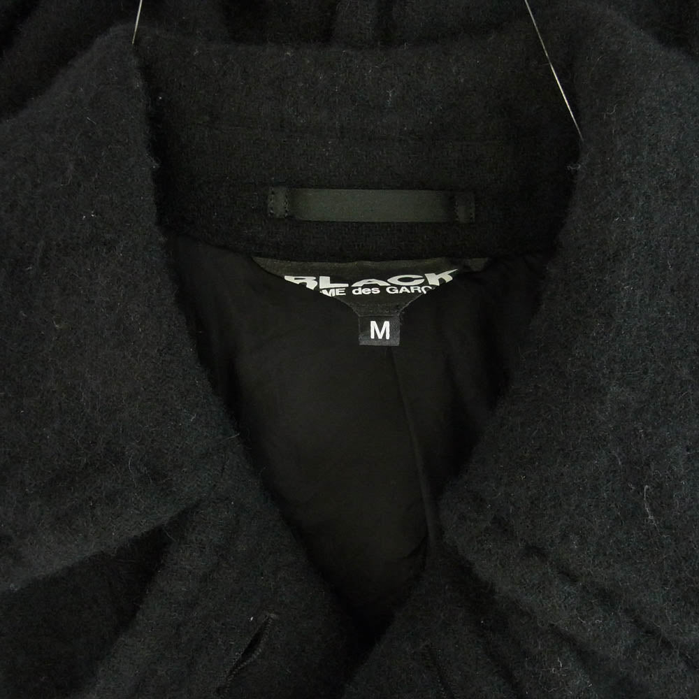 BLACK COMME des GARCONS ブラックコムデギャルソン 22AW AD2022 1J-C001 ウール縮絨 Pコート ピーコート ハーフコート ブラック系 M【中古】