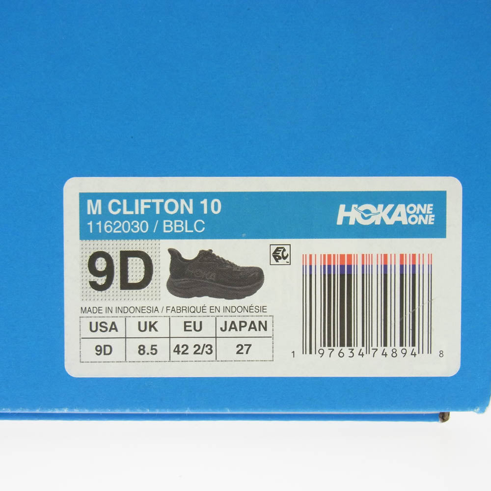 HOKA ONE ONE ホカ オネオネ 1162030 M CLIFTON10 クリフトン10 スニーカー ブラック系 27cm【極上美品】【中古】