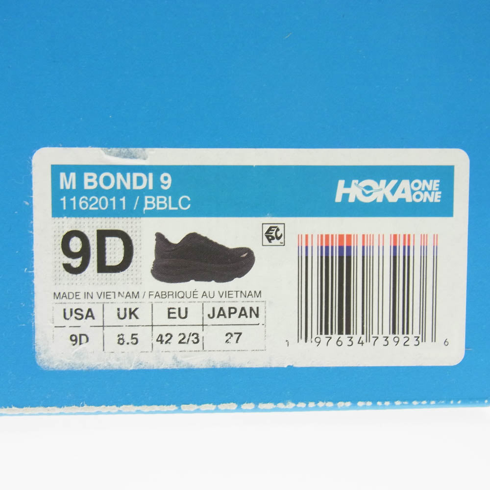HOKA ONE ONE ホカ オネオネ 1162011 M BONDI9 ボンダイ9 スニーカー ブラック系 27cm【極上美品】【中古】