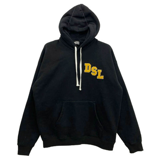 DIESEL ディーゼル A03508 0GCAB VENICE STATE バックロゴ刺繍 プルオーバー パーカー ブラック系 L【中古】