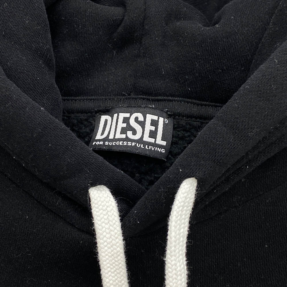DIESEL ディーゼル A03508 0GCAB VENICE STATE バックロゴ刺繍 プルオーバー パーカー ブラック系 L【中古】