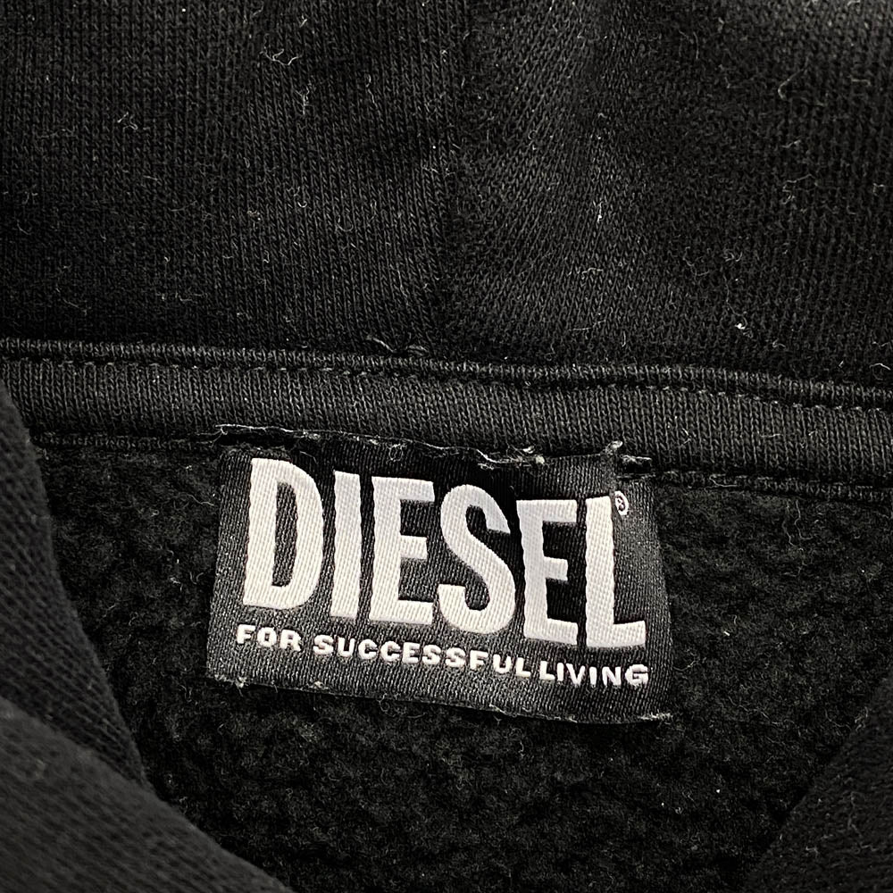 DIESEL ディーゼル A03508 0GCAB VENICE STATE バックロゴ刺繍 プルオーバー パーカー ブラック系 L【中古】