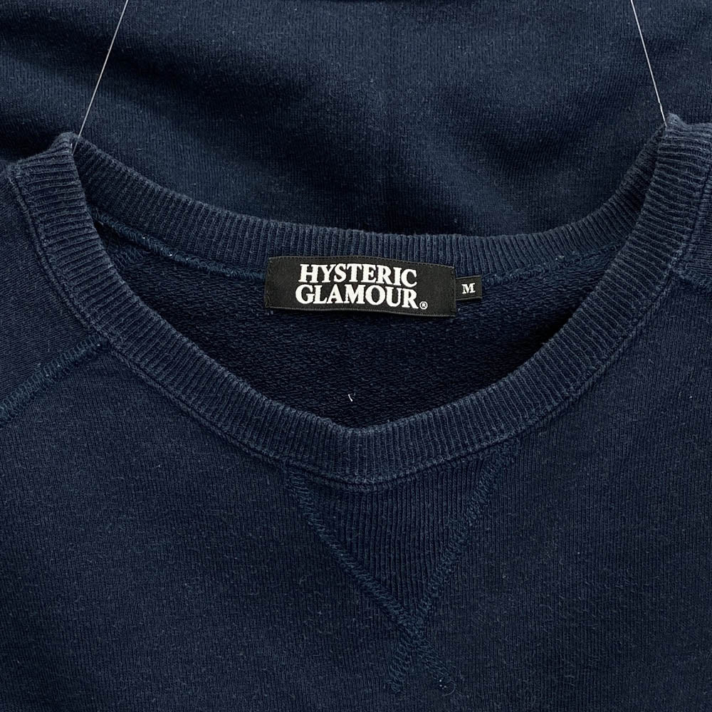 HYSTERIC GLAMOUR ヒステリックグラマー 4CS-1112 ガールプリント 前V クルーネック スウェット トレーナー ネイビー ネイビー系 M【中古】