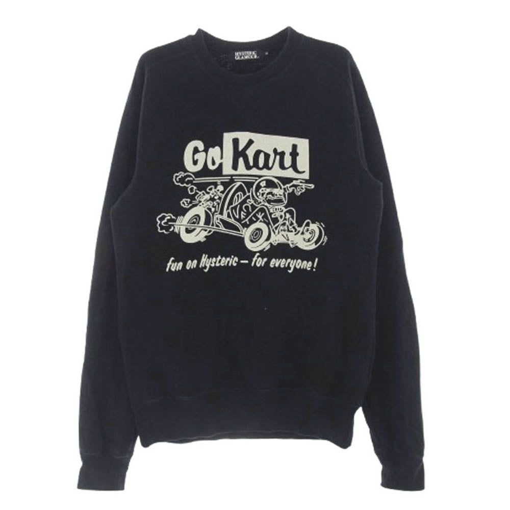 HYSTERIC GLAMOUR ヒステリックグラマー 0203CS01 フロントプリント 前V クルーネック スウェット トレーナー ブラック ブラック系 M【中古】