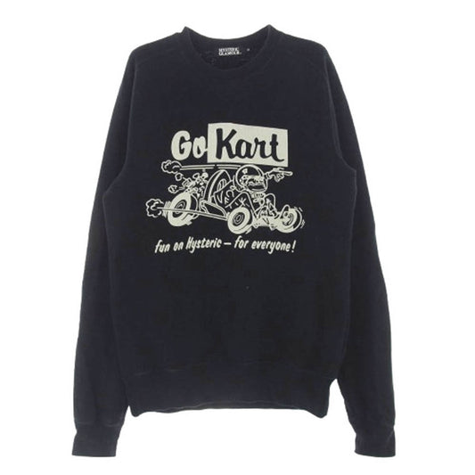 HYSTERIC GLAMOUR ヒステリックグラマー 0203CS01 フロントプリント 前V クルーネック スウェット トレーナー ブラック ブラック系 M【中古】