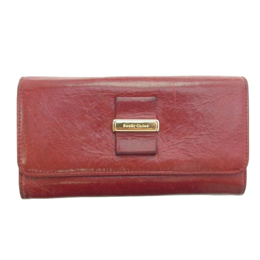SEE BY CHLOE シーバイクロエ レザー ウォレット 長財布 レッド系【中古】