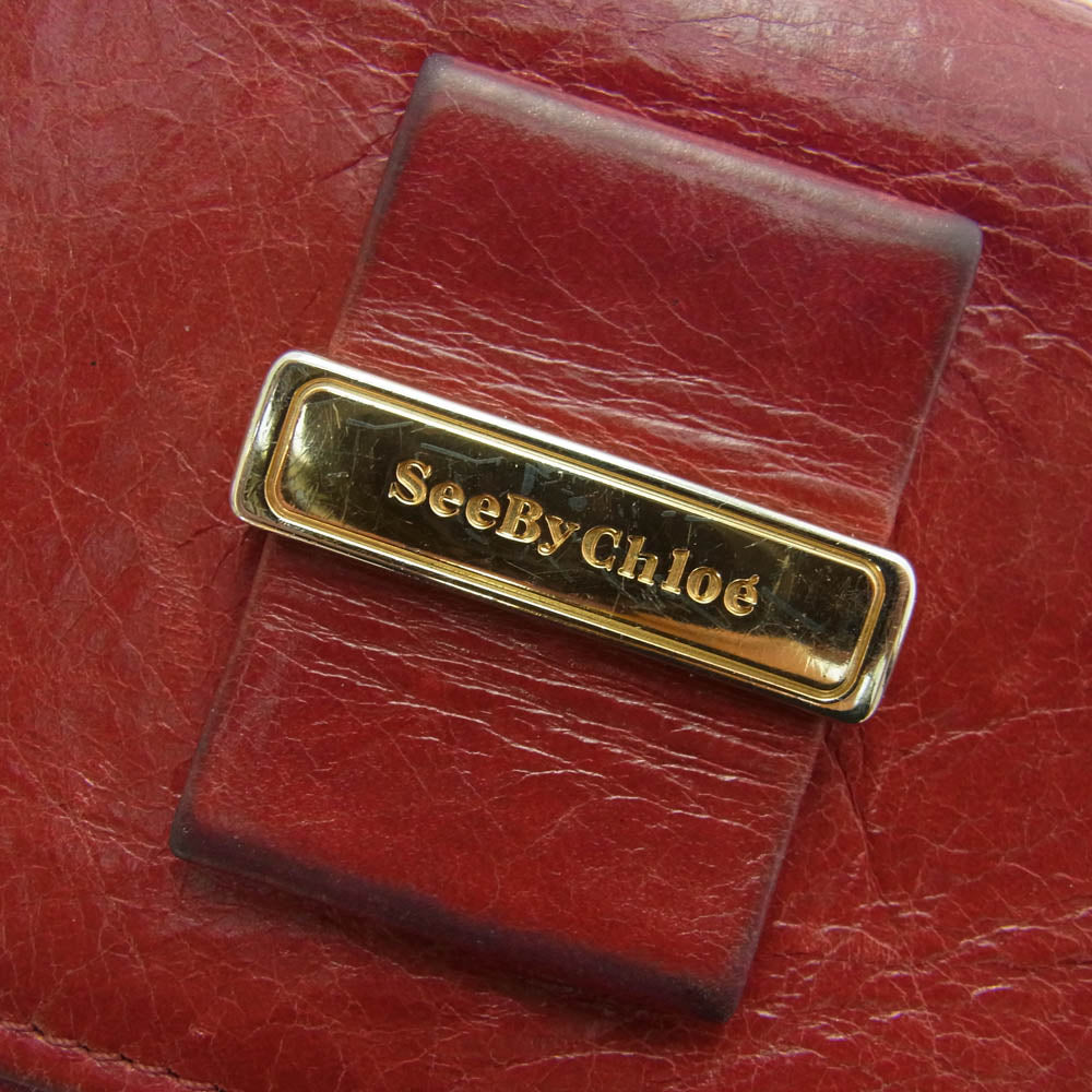 SEE BY CHLOE シーバイクロエ レザー ウォレット 長財布 レッド系【中古】