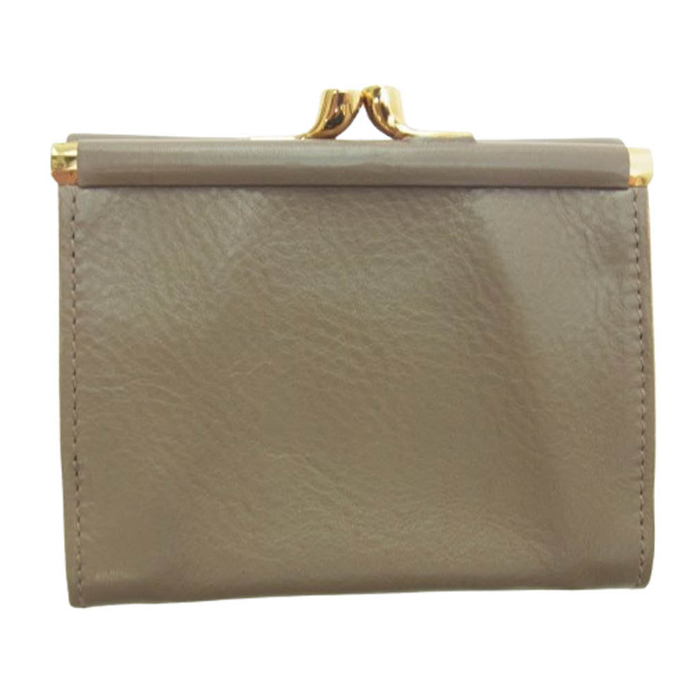 IL BISONTE イルビゾンテ C1114 54192-3-04440 がま口 フラップ 6ポケット 二つ折り財布 グレー系 09【極上美品】【中古】