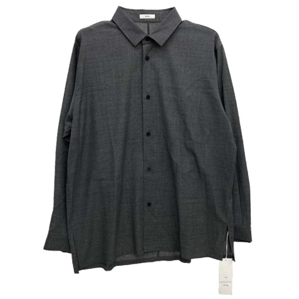 ATON エイトン 25SS BLAGGM0300 TWIST WOOL TROPICAL 強燃ウール ツイストウール オーバーサイズ 長袖 シャツ グレー系 6【新古品】【未使用】【中古】