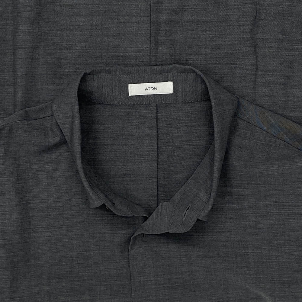 ATON エイトン 25SS BLAGGM0300 TWIST WOOL TROPICAL 強燃ウール ツイストウール オーバーサイズ 長袖 シャツ グレー系 6【新古品】【未使用】【中古】