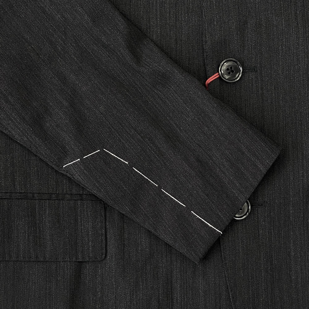 LARDINI ラルディーニ ブートニエール付き Easy wear イージーウェア 3B テーラードジャケット スラックスパンツ セットアップ グレー系 48【新古品】【未使用】【中古】