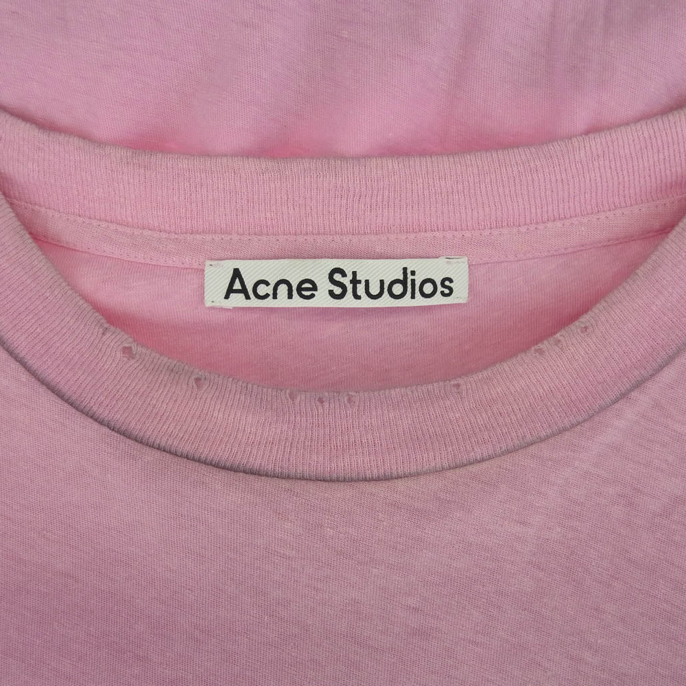 ACNE STUDIOS アクネストゥディオズ CL0196 STOCKHOLM Logo t-shirt Relaxed fit ヴィンテージ加工 オーバーサイズ ストックホルムロゴ 半袖 Tシャツ ピンク系 S【中古】