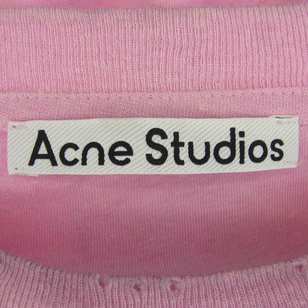 ACNE STUDIOS アクネストゥディオズ CL0196 STOCKHOLM Logo t-shirt Relaxed fit ヴィンテージ加工 オーバーサイズ ストックホルムロゴ 半袖 Tシャツ ピンク系 S【中古】
