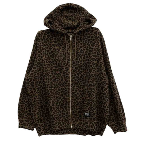 Supreme シュプリーム 25SS Hooded Zip Up Thermal Leopard レオパード フーデッド ジップ アップ サーマル パーカー ブラウン系 L【極上美品】【中古】