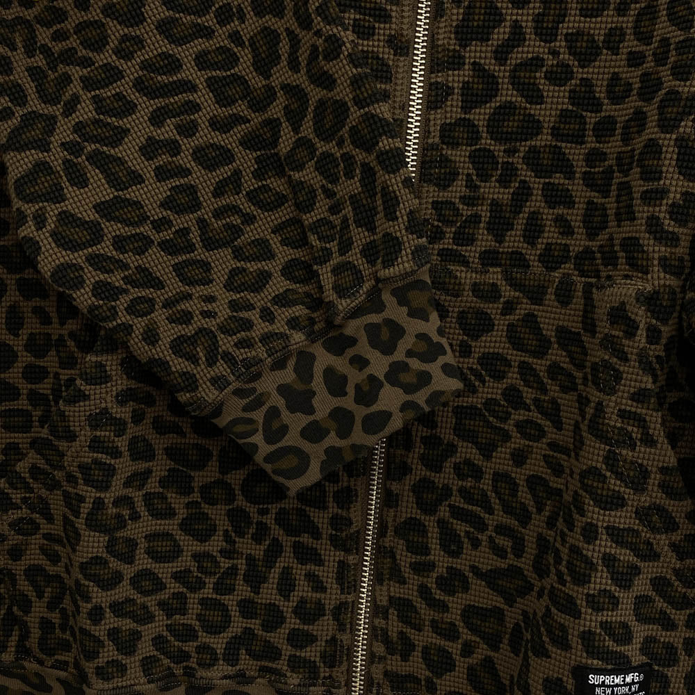 Supreme シュプリーム 25SS Hooded Zip Up Thermal Leopard レオパード フーデッド ジップ アップ サーマル パーカー ブラウン系 L【極上美品】【中古】