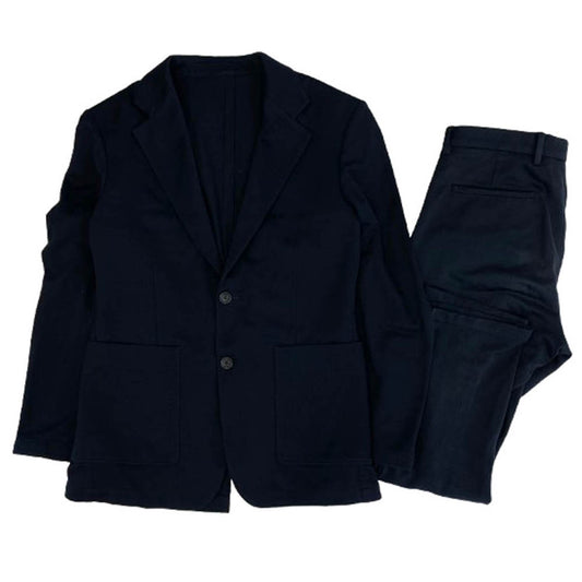 CALVIN KLEIN カルバンクライン コットン セットアップ テーラードジャケット テーパードパンツ ダークネイビー系 36 パンツ30【中古】