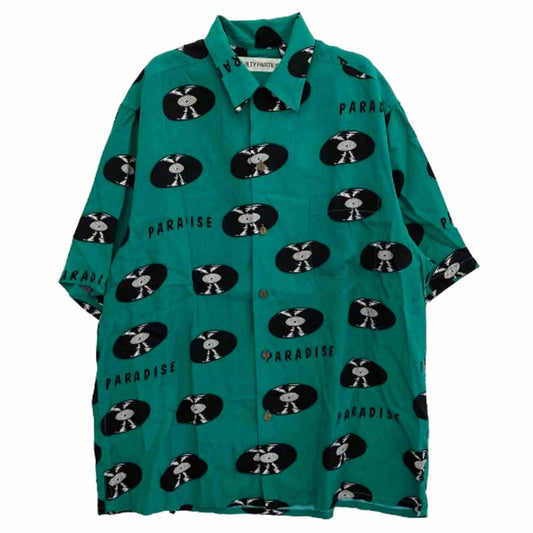 WACKO MARIA ワコマリア 24SS WMLTD-WMS-HI20-GR RECORDS HAWAIIAN SHIRT レコード レーヨン ハワイアンシャツ オープンカラー 半袖 シャツ グリーン系 L【中古】