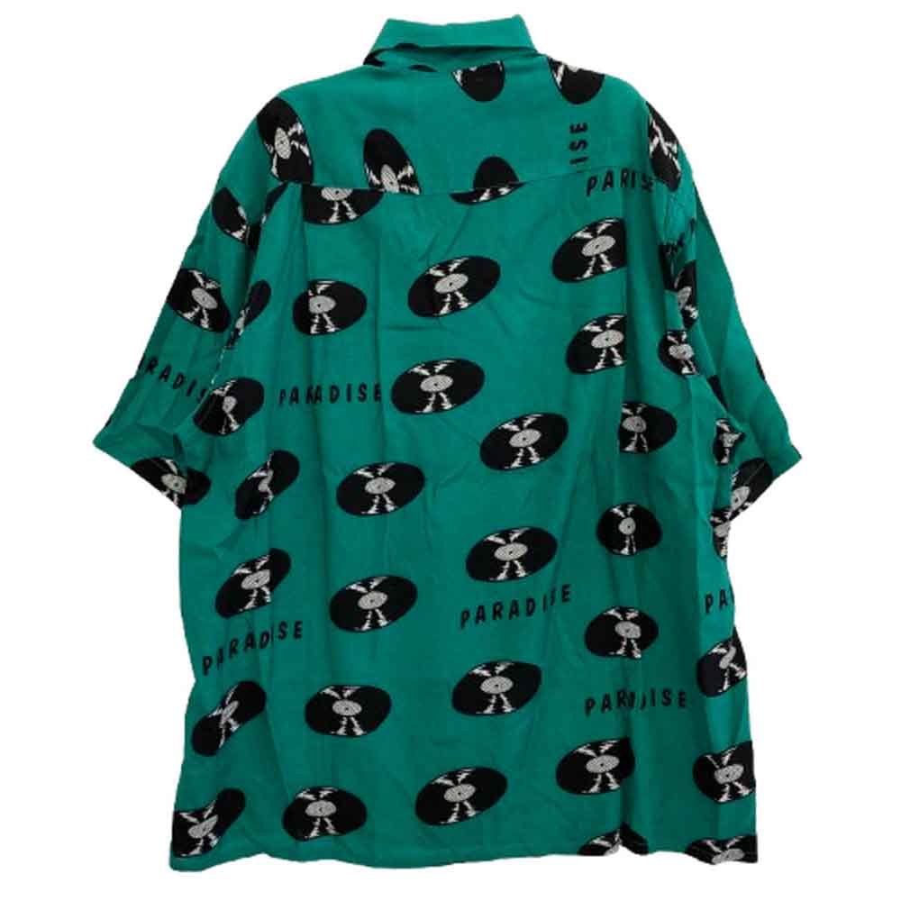 WACKO MARIA ワコマリア 24SS WMLTD-WMS-HI20-GR RECORDS HAWAIIAN SHIRT レコード レーヨン ハワイアンシャツ オープンカラー 半袖 シャツ グリーン系 L【中古】